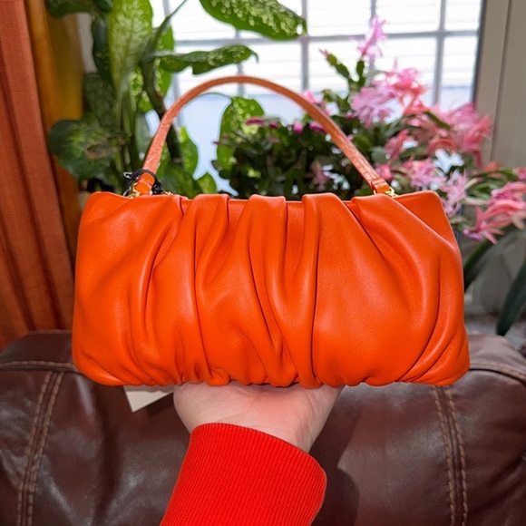 ‼️ NEW Staud Orange Leather Bean Shoulder Bag - Picture 8 of 12